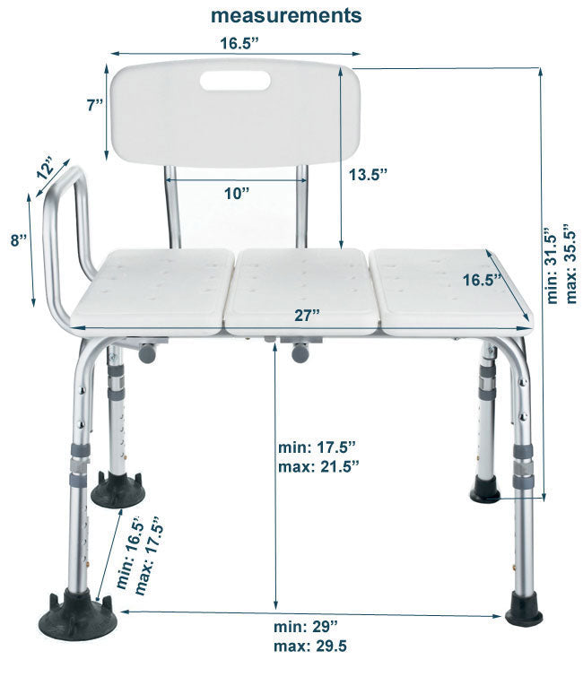 Transfer Bath Bench with Curtain Control Performance Mobility & Home