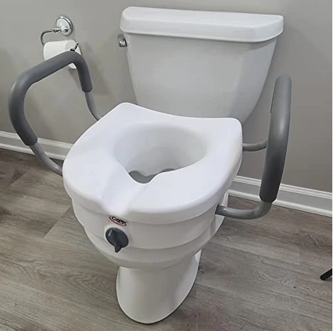 EZ Lock Raised Toilet Seat with Adjustable Arms